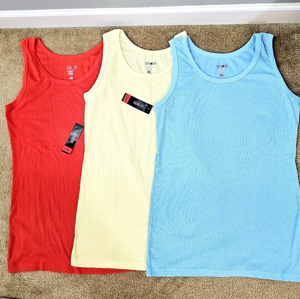 SUMONA Women Tank Tops Ribbed Rib A-Shirts Basic Tanks Top (3 pack )